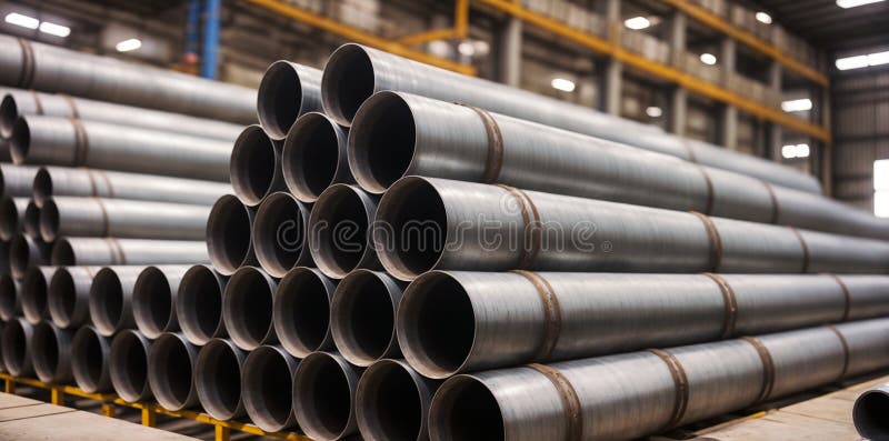 Ein großer Haufen Metallrohre stock abbildung