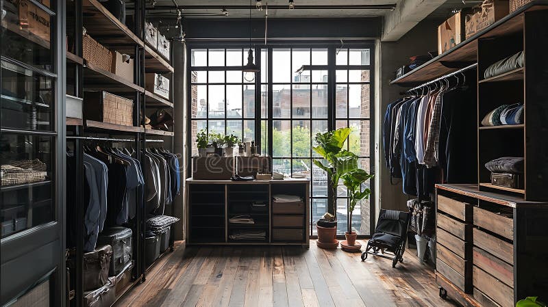Ein großer Saal mit Fenster und Pflanzen stockfotos