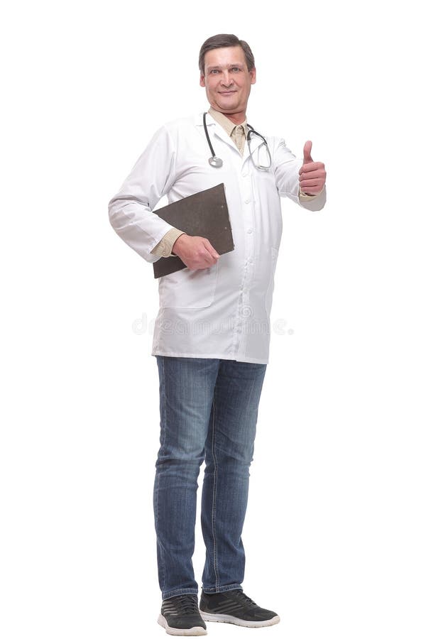 Ein gut ausgebildetes medizinisches Fachpersonal mit Daumen lizenzfreies stockbild