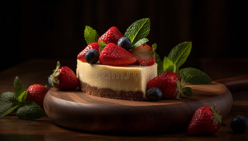 Ein hausgemachter Käsekuchen mit frischen Beeren aus Aai vektor abbildung