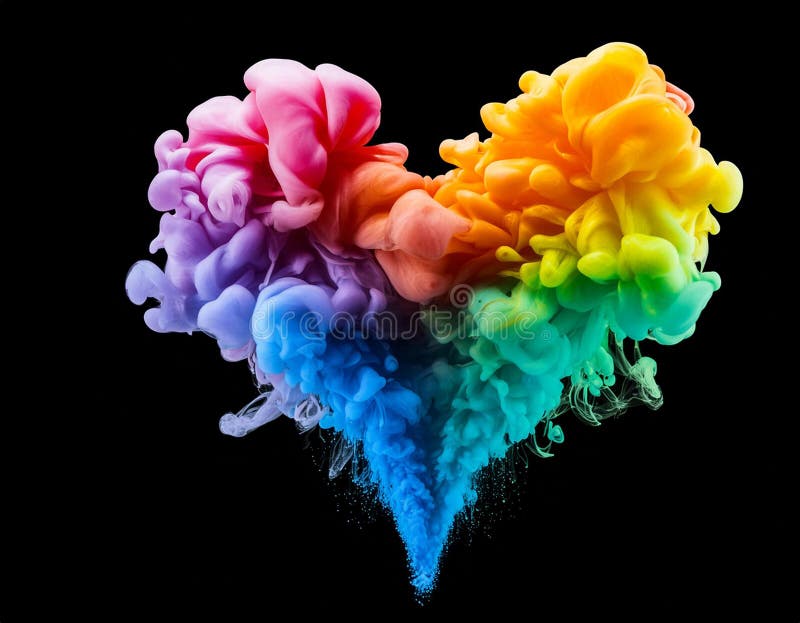 Ein Herz aus Regenbogenrauch auf transparentem Hintergrund. romantische, lebendige Explosion lizenzfreie abbildung