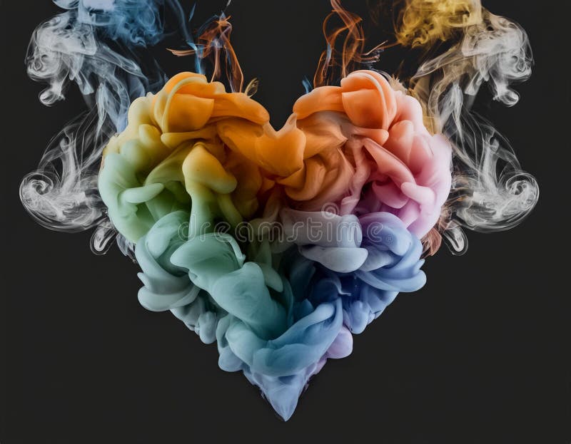 Ein Herz aus Regenbogenrauch auf transparentem Hintergrund. romantische, lebendige Explosion vektor abbildung