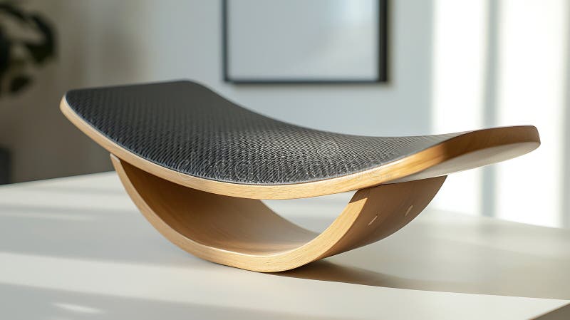 Ein Holzbrett mit schwarzer Oberfläche sitzt auf einem Tisch stockfoto