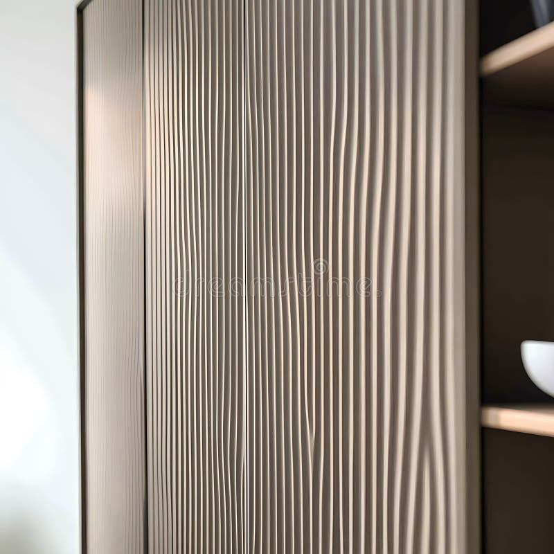 Ein Holzschrank mit grauem Geschmack und geschwungener Gestaltung lizenzfreie stockfotografie