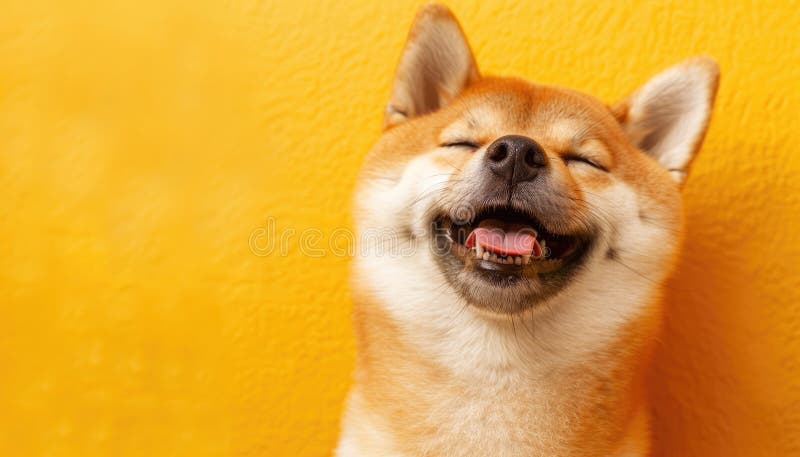 Ein Hund lächelt und hat seine Zunge durch ein von mir generiertes Bild heraus lizenzfreie stockfotografie