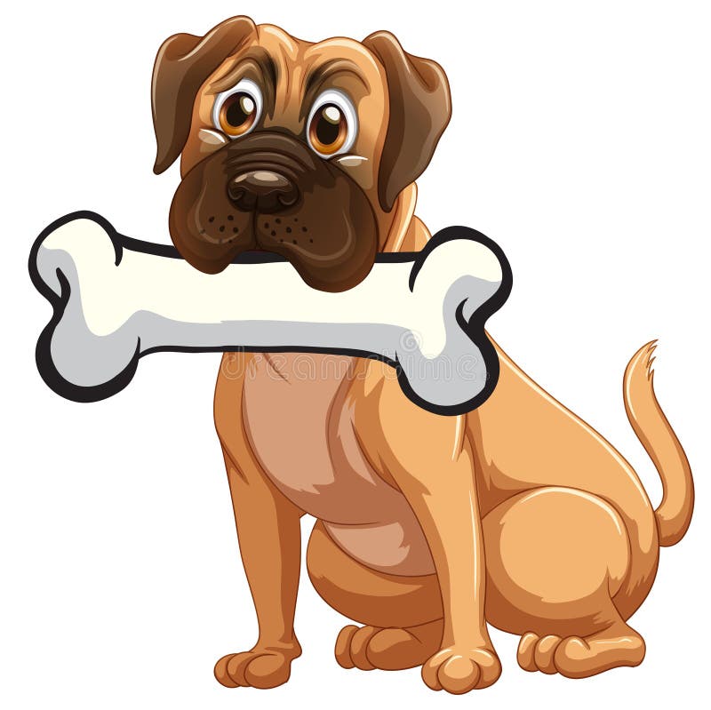 Ein Hund mit einem Knochen vektor abbildung. Illustration von leben