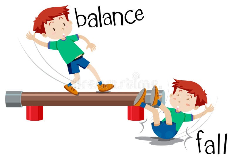 Ein Jungenvergleich der Balance und des Falles vektor abbildung Ein Jungenvergleich der Balance und des Falles vektor abbildung