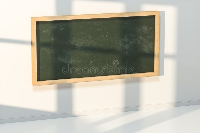 Ein Klassenzimmer mit einer Tafel in der Front des Raumes, Wiedergabe 3d lizenzfreies stockbild Ein Klassenzimmer mit einer Tafel in der Front des Raumes, Wiedergabe 3d lizenzfreies stockbild