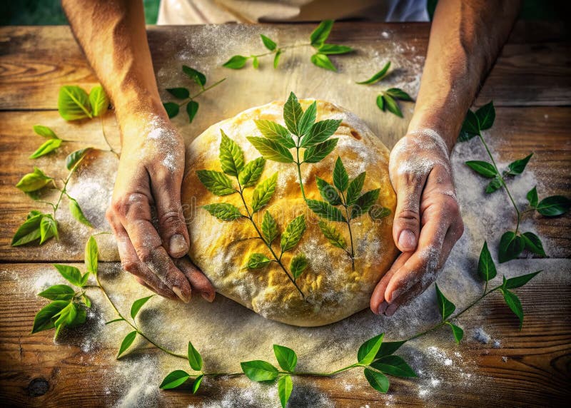 Ein köstliches Fusion Rustikales hausgemachtes Brot mit ruhigem Kreide und einem Hauch von Freshness Ein Meisterwerk der doppelten lizenzfreie abbildung