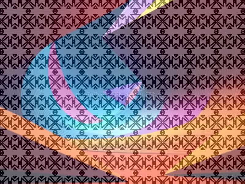 Ein lebendiger abstrakter Hintergrund mit geometrischen Mustern, die farbenfrohe gebogene Formen mit Farbverlauf überdecken. lizenzfreies stockbild