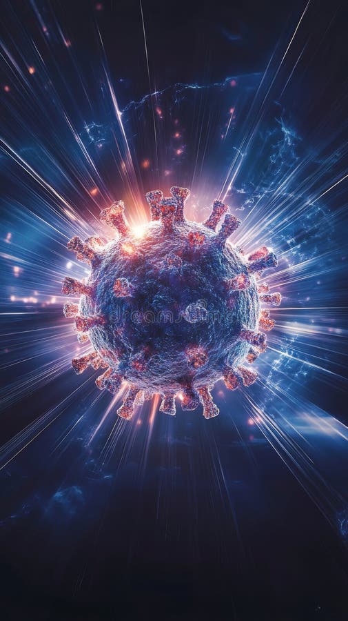Ein leuchtendes Virus schwebt im All vektor abbildung