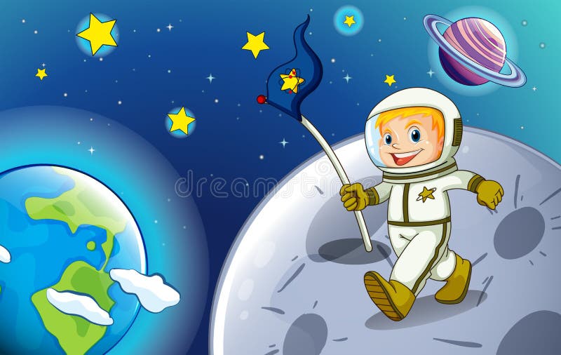 Ein lächelnder Astronaut im outerspace stock abbildung Ein lächelnder Astronaut im outerspace stock abbildung