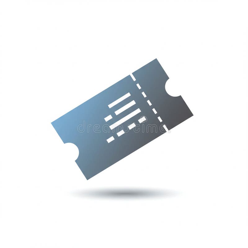 Ein metallisches stilisiertes Ticketsymbol auf weißem Hintergrund. Das Ticket enthält einen vektor abbildung