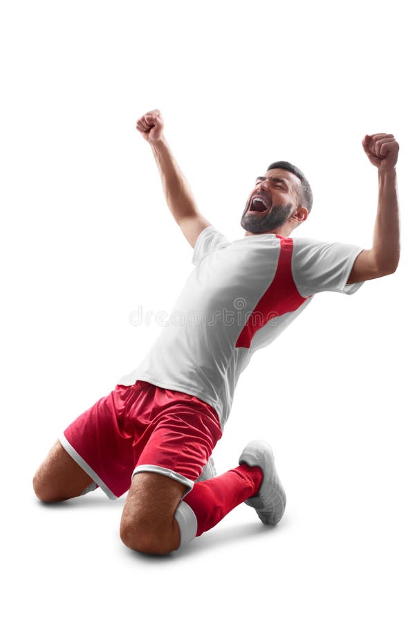 Ein Profifußballspieler mit einem Ball in seinen Händen Ansicht von hinten Getrennt auf weißem Hintergrund stockfoto Ein Profifußballspieler mit einem Ball in seinen Händen Ansicht von hinten Getrennt auf weißem Hintergrund stockfoto