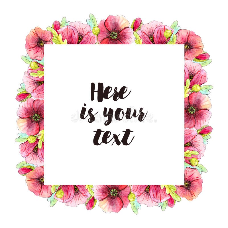 Ein quadratischer Rahmen mit roten Mohnblumen, wie einem Postkartenhintergrund vektor abbildung Ein quadratischer Rahmen mit roten Mohnblumen, wie einem Postkartenhintergrund vektor abbildung
