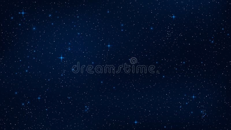 Ein realistischer sternenklarer Himmel mit einem blauen Glühen Glänzende Sterne im bewölkten Himmel Hintergrund, Tapete für Ihr P lizenzfreie abbildung
