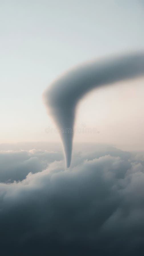 Ein riesiger wirbelnder Wirbel von Wolken geht vom Himmel aus eine atemberaubende Luftsicht einer mächtigen Atmosphäre herab lizenzfreie abbildung