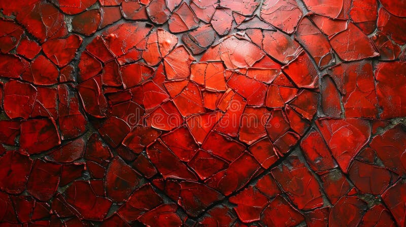 Ein rotes Herz aus gebrochenem Glas wird an einer Wand gezeigt ai stockbild