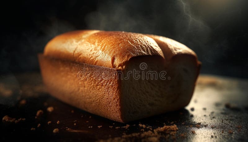 Ein rustikaler, hausgemachter Laib Brot, frisch gebacken aus ai lizenzfreie abbildung