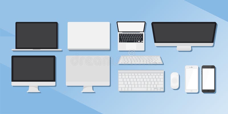 Ein Satz Geräte Computer, Telefone und Tabletten lizenzfreie abbildung Ein Satz Geräte Computer, Telefone und Tabletten lizenzfreie abbildung