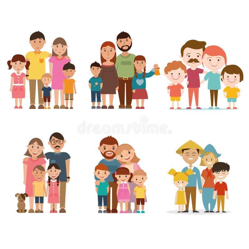 Ein Satz glückliche Familien lizenzfreie abbildung Ein Satz glückliche Familien lizenzfreie abbildung