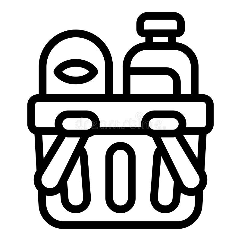Ein Schwarz-Weiß-Symbol einer wiederverwendbaren Tasche mit Lebensmitteln stock abbildung