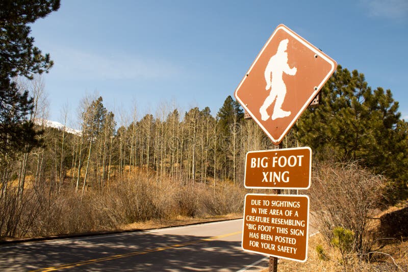 A rare Bigfoot Crossing sign indicating the possible presence of an unknown creature. A rare Bigfoot Crossing sign indicating the possible presence of an unknown creature