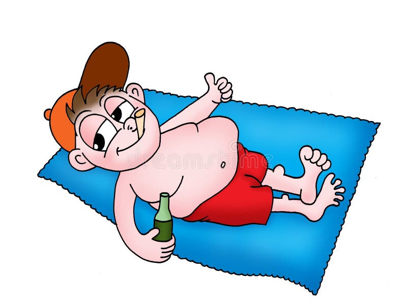Color illustration of man sunbathing. Color illustration of man sunbathing.