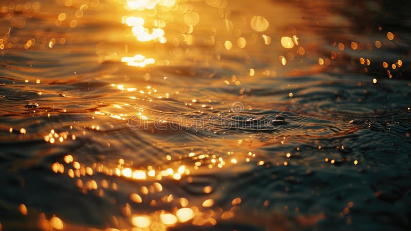 Ein sonniger Tag am See oder am Ozean mit hellem Sonnenlicht, das das ruhige Wasser reflektiert stockfotografie