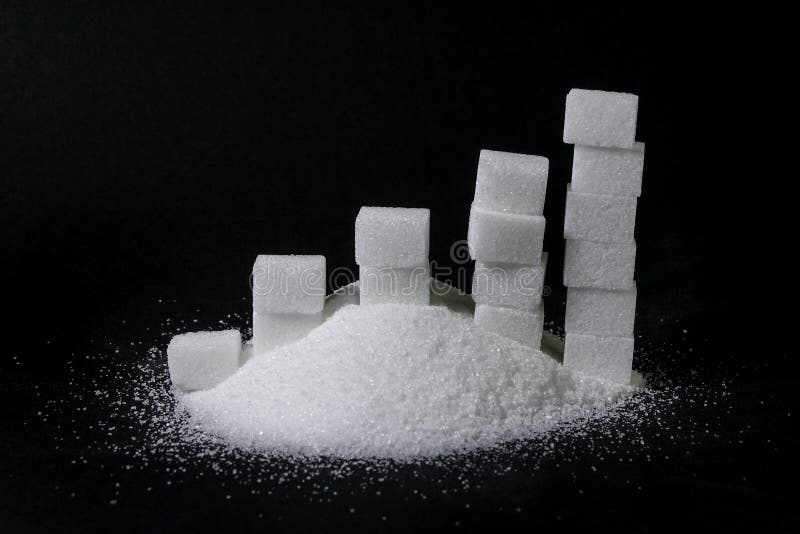 Ein Stapel Des Zuckers Und Des Diagramms, Das Vom Zucker Gemacht Wird