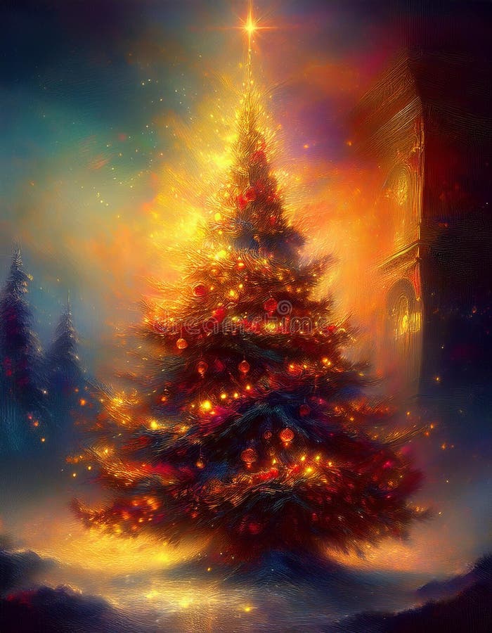 Ein wunderschöner bunter Weihnachtsbaum stock abbildung