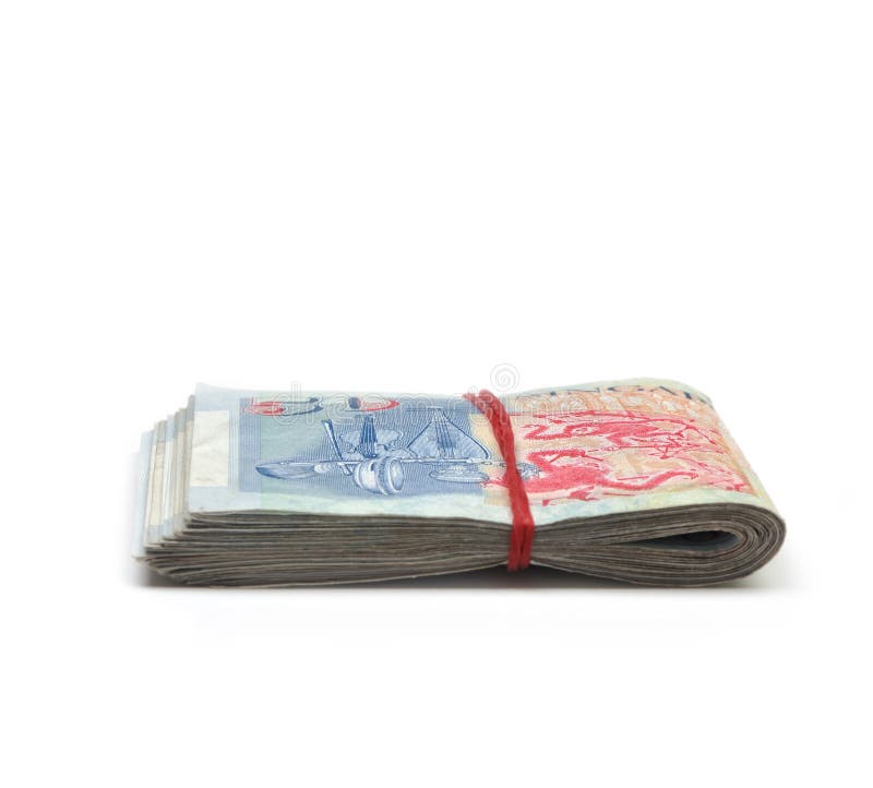 Ein zusammengerollter oben Stapel Singapur-Dollar