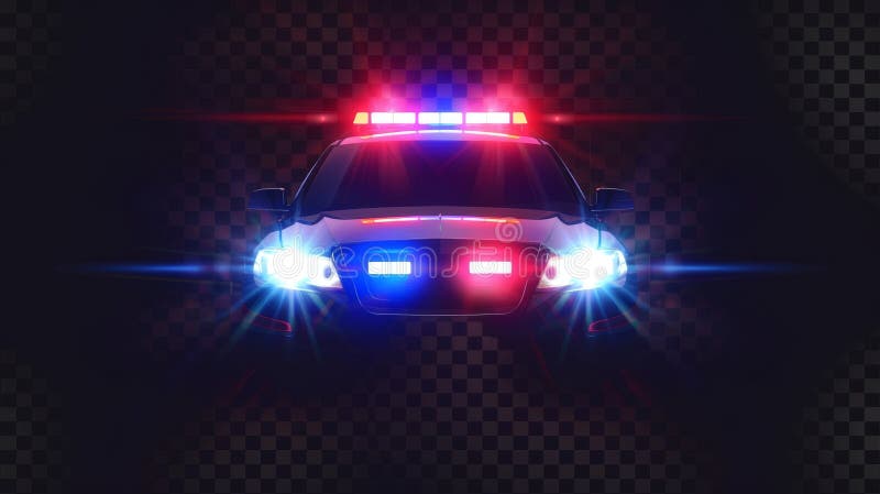 An illustration of realistic police car headlights blinking with red and blue colors on a transparent background. Illustration of emergency vehicle headlights and ambulance lights shining in the. AI generated. An illustration of realistic police car headlights blinking with red and blue colors on a transparent background. Illustration of emergency vehicle headlights and ambulance lights shining in the. AI generated