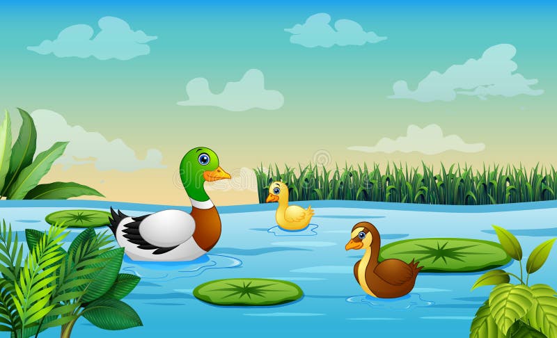 Eine andere Ente mit ihren Enten im Fluss vektor abbildung