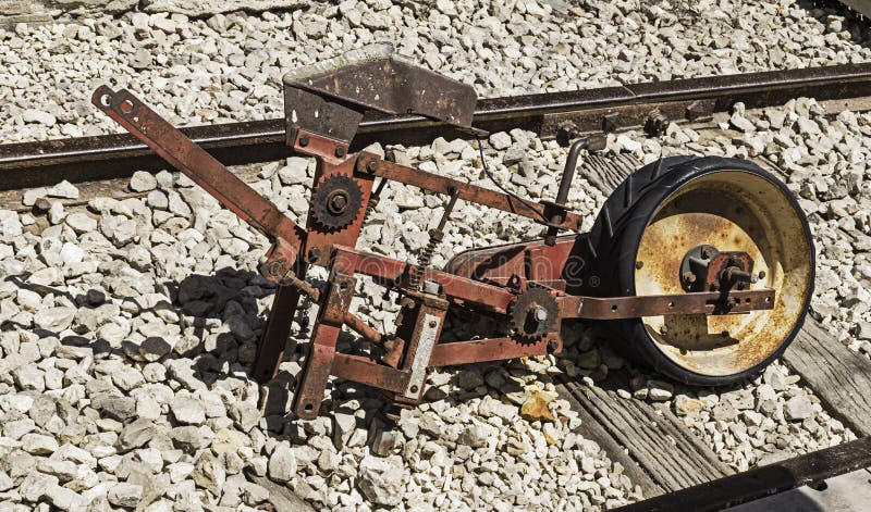 Eine antike Gleiskontrolle am ersten Bahnhof in Jerusalem lizenzfreies stockbild Eine antike Gleiskontrolle am ersten Bahnhof in Jerusalem lizenzfreies stockbild