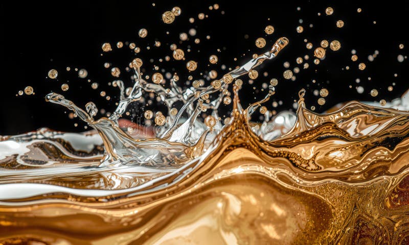 Eine atemberaubende Mischung aus flüssigem Gold und Silber schafft faszinierende visuelle Effekte, die dynamische Bewegung und Sch lizenzfreie abbildung