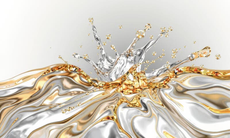 Eine atemberaubende Mischung aus flüssigem Gold und Silber schafft faszinierende visuelle Effekte, die dynamische Bewegung und Flu vektor abbildung