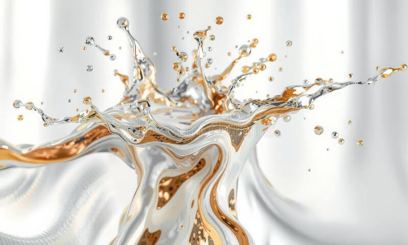 Eine atemberaubende Mischung aus flüssigem Gold und Silber schafft faszinierende visuelle Effekte, die dynamische Bewegung und Sch vektor abbildung
