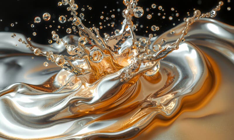 Eine atemberaubende Mischung aus flüssigem Gold und Silber schafft faszinierende visuelle Effekte, die dynamische Bewegung und das lizenzfreie abbildung