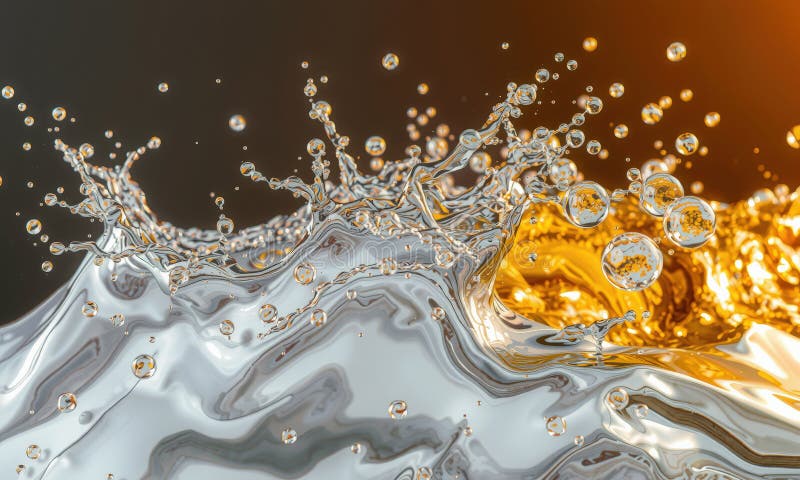 Eine atemberaubende Mischung aus flüssigem Gold und Silber schafft faszinierende visuelle Effekte, die dynamische Bewegung und das lizenzfreie abbildung