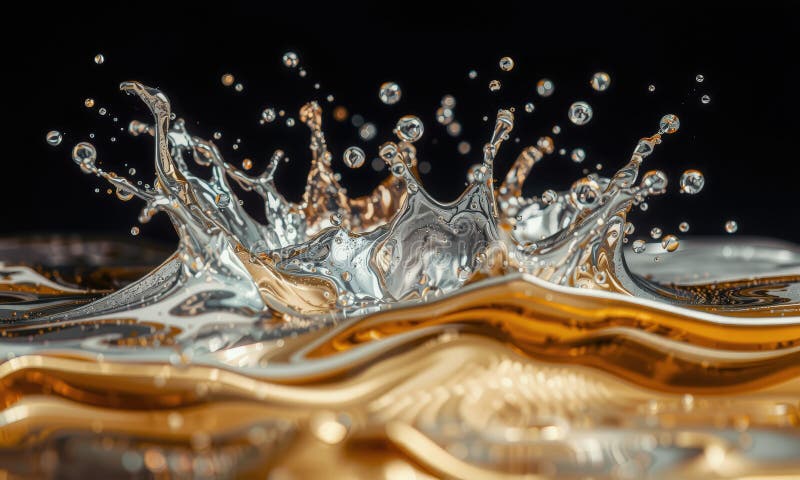 Eine atemberaubende Mischung aus flüssigem Gold und Silber schafft faszinierende visuelle Effekte, die die dynamische Interaktion lizenzfreie abbildung