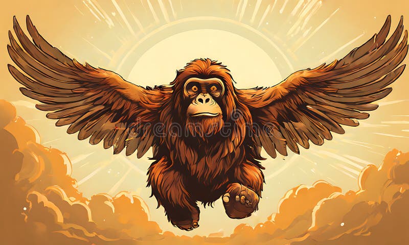 Eine charmante Vektorgrafik eines Engelorangutans mit spielerischem Cartoon-Stil. vektor abbildung
