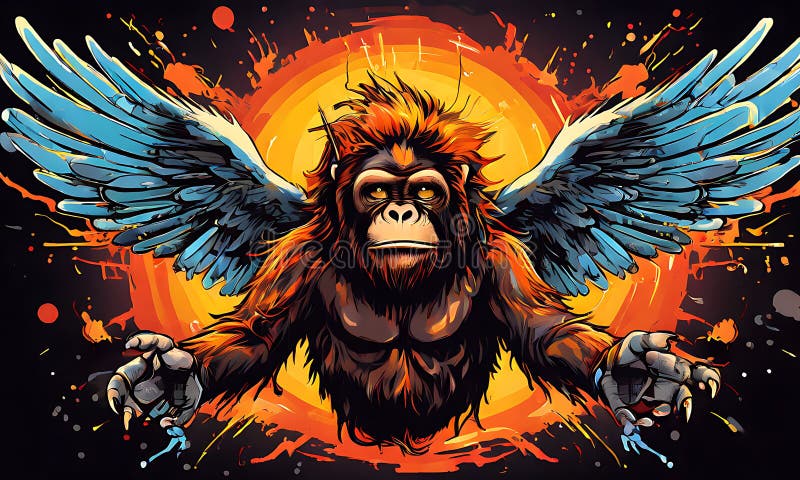 Eine charmante Vektorgrafik eines Engelorangutans mit spielerischem Cartoon-Stil. vektor abbildung