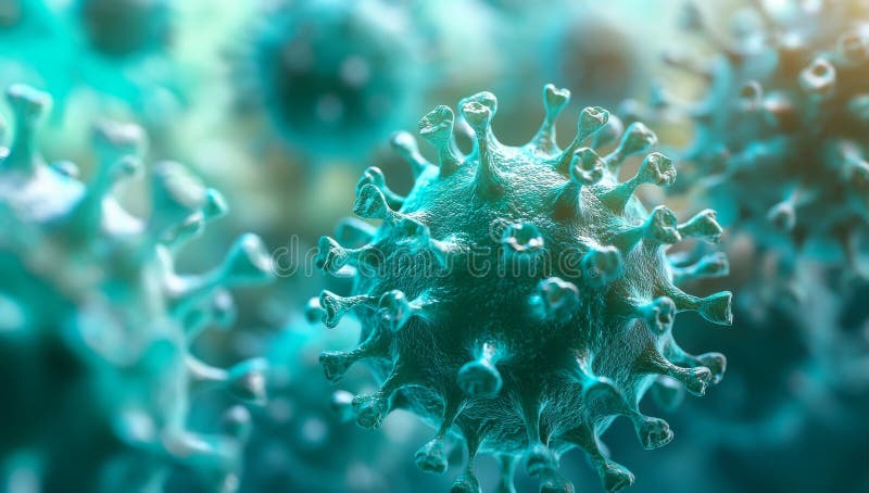 Eine 3D-Illustration zur mikroskopischen Darstellung eines Virus lizenzfreie stockbilder