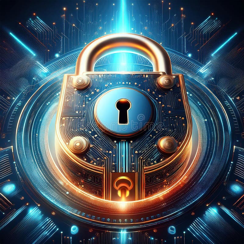 Eine digitale Padlock-Illustration generativ ai stock abbildung