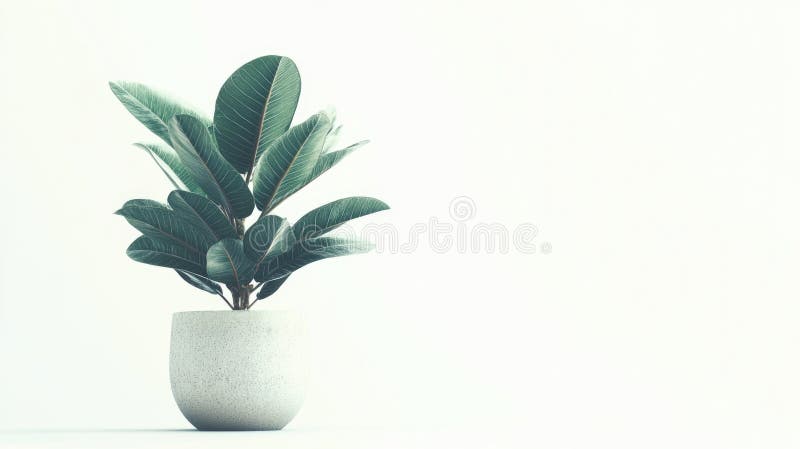 Eine einzige Topfpflanze auf einem Tisch, umgeben von leerem Raum lizenzfreies stockfoto