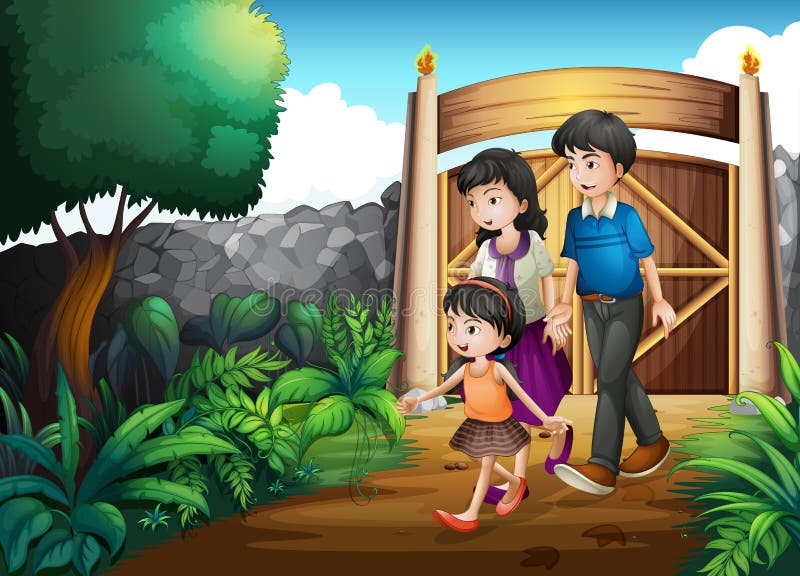 Eine Familie innerhalb des Tors lizenzfreie abbildung Eine Familie innerhalb des Tors lizenzfreie abbildung