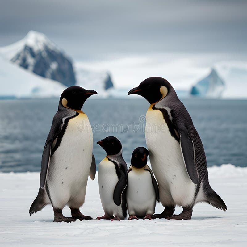 Eine Familie von Pinguinen in antarktischen ai generiert Bild vektor abbildung
