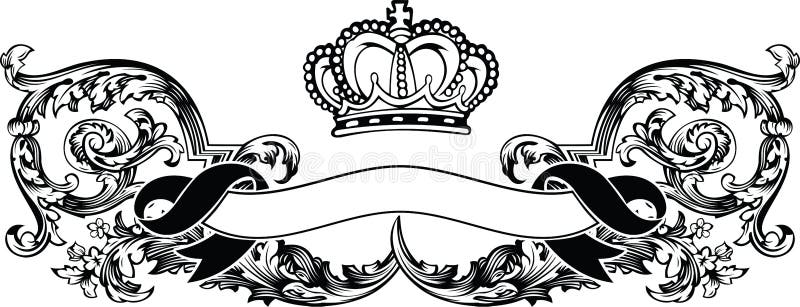Eine Farben-königliche Kronen-Weinlese-Fahne vektor abbildung Eine Farben-königliche Kronen-Weinlese-Fahne vektor abbildung
