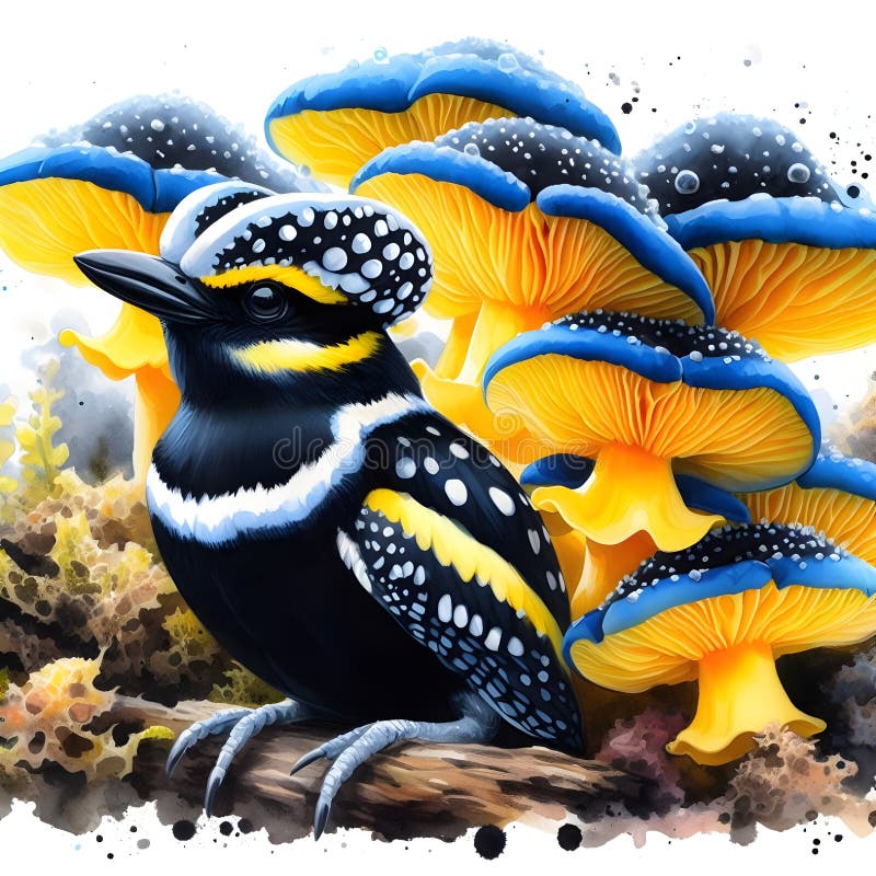 Eine farbenfrohe Abbildung zeigt einen Vogel mit markantem schwarz-gelben Pluma vektor abbildung